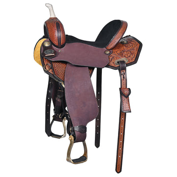Comfytack Western Horse Barrel Racing Trail Pleasure American Leather Saddle Tack Set With Reins Brown